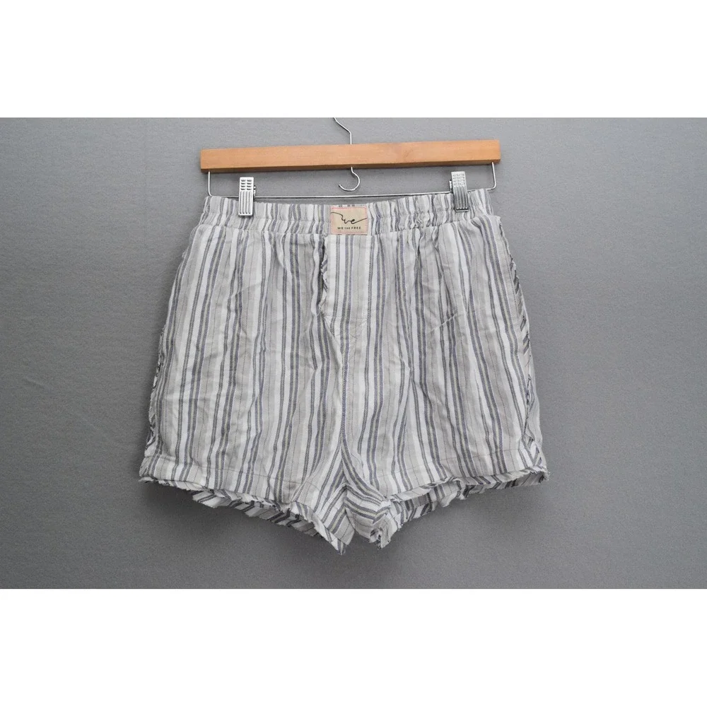 We The Free Day to Day Flannel Boxers XS Blue Striped Women Loungewear Boho